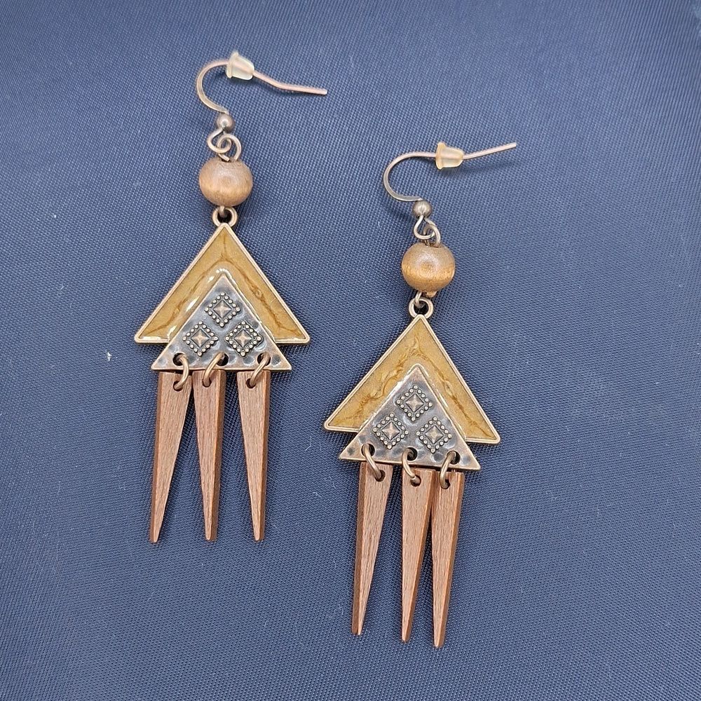 brown Tribal dangle bead earrings
